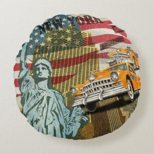 New York vintage poster. Round Cushion