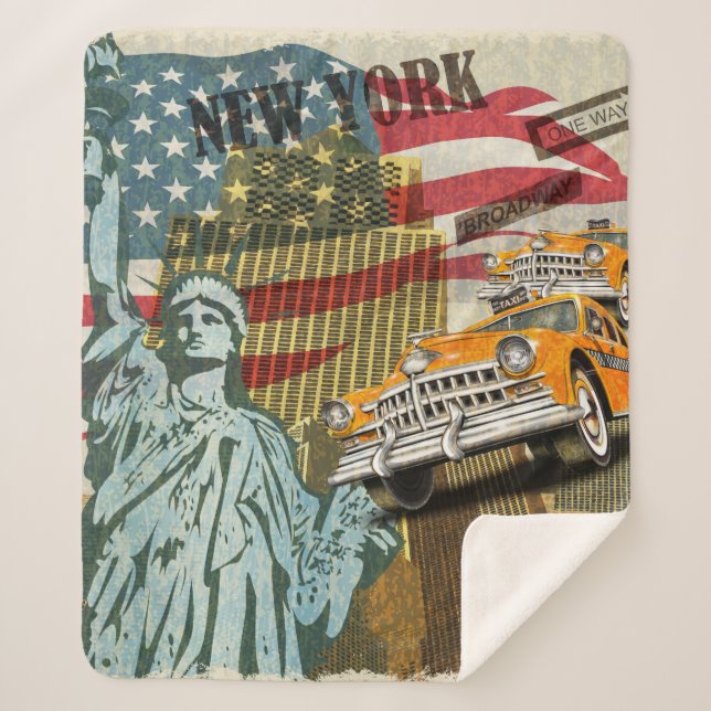 New York vintage poster. Sherpa Blanket (Front)