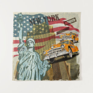 New York vintage poster. Tapestry