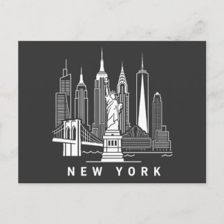New York Vintage Skyline Postcard