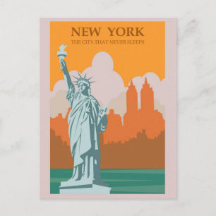 New York Vintage Style Travel Postcard