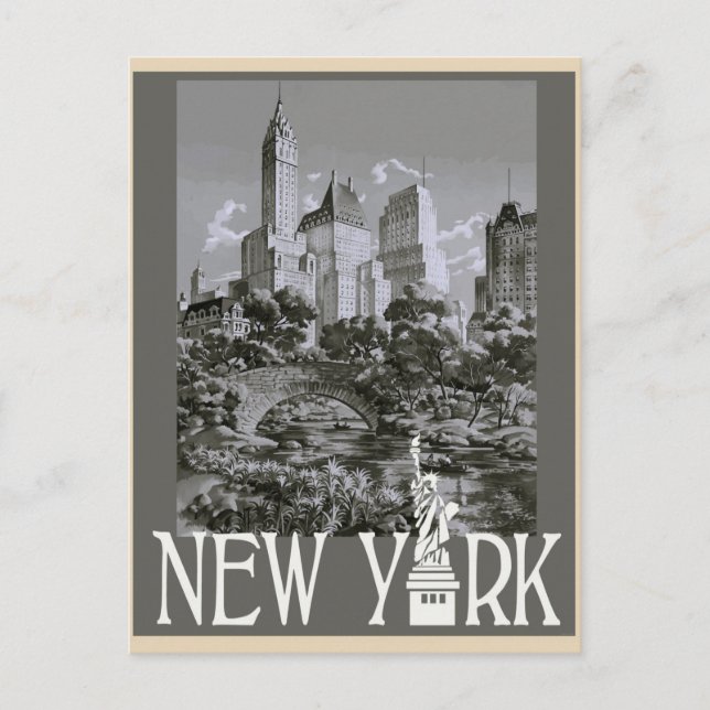 New York Vintage Style Travel Postcard  (Front)