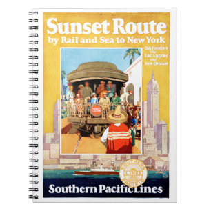 New York Vintage Travel Poster Restored Notebook