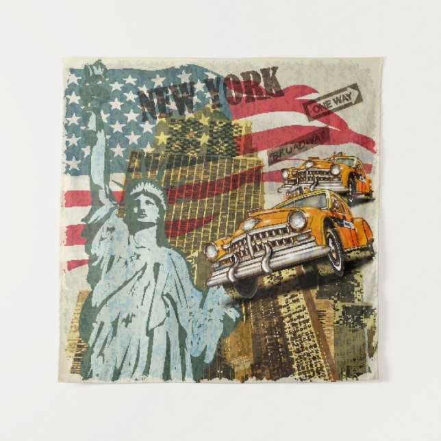 New York vintage travel poster. Tapestry (Front)