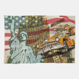New York vintage travel poster. Tea Towel