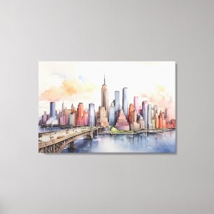New York watercolor art Canvas Print