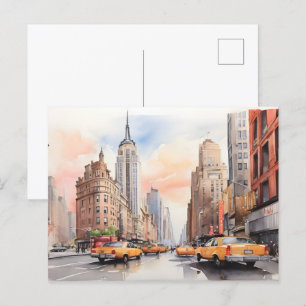 New York watercolor art Postcard