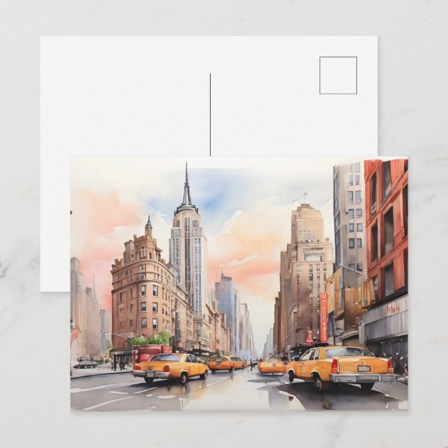 New York watercolor art Postcard (Front/Back)