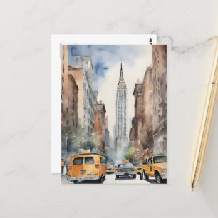 New York watercolor art Postcard