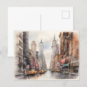 New York watercolor art Postcard