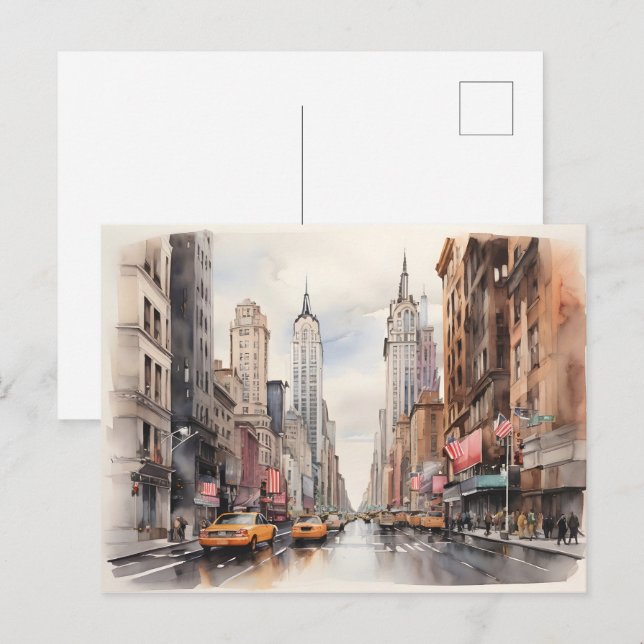 New York watercolor art Postcard (Front/Back)