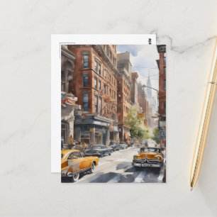 New York watercolor art Postcard