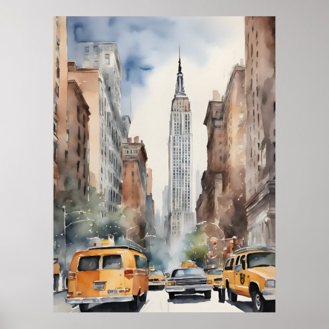 New York watercolor art Poster (Front)