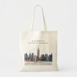 New York Watercolor Birthday Weekend Tote Bag