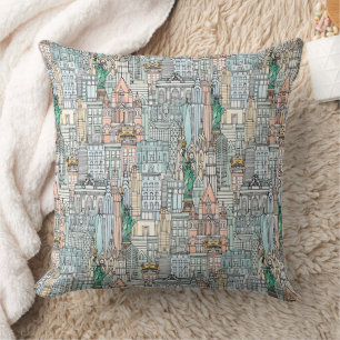 New York watercolor Cushion