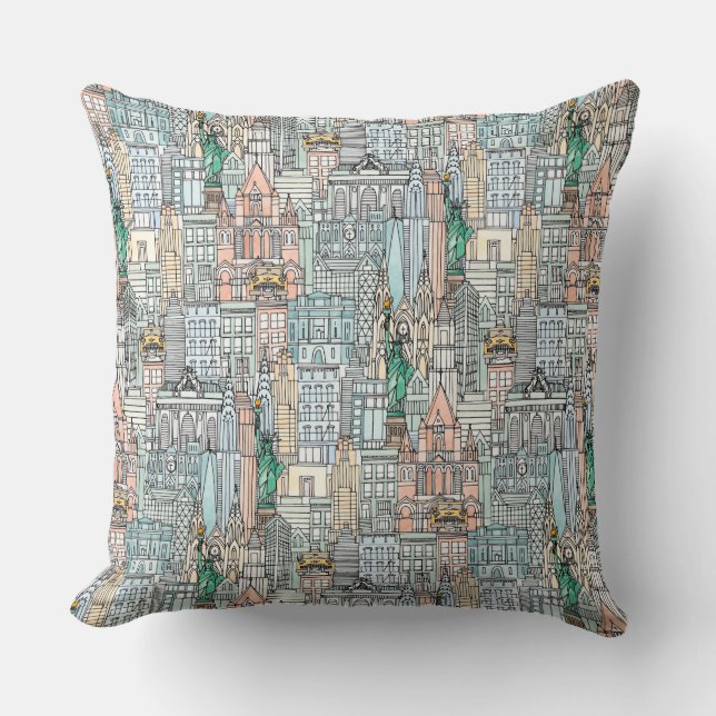 New York watercolor Cushion (Front)