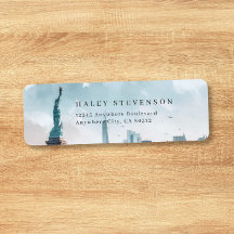 New York Watercolor Illustration Skyline Wedding