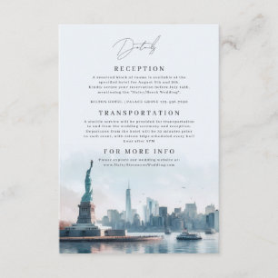 New York Watercolor Illustration Skyline Wedding Enclosure Card