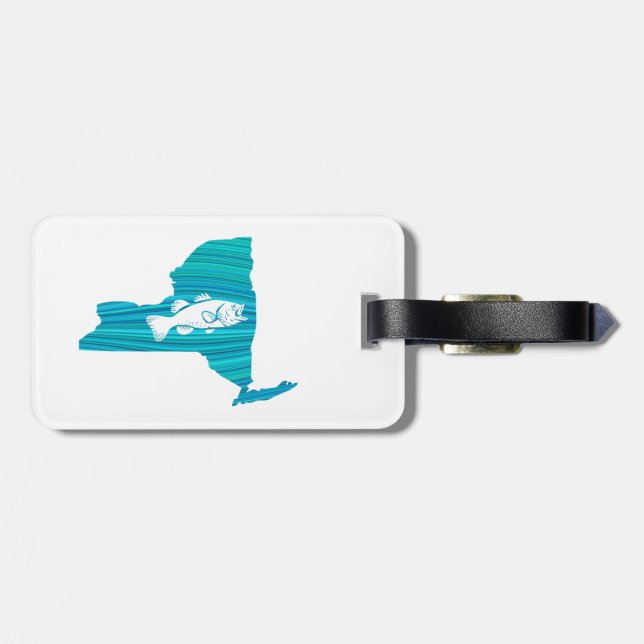 New York Wave Fishing Luggage Tag (Back Horizontal)