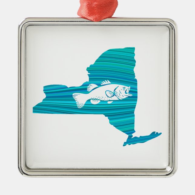 New York Wave Fishing Metal Tree Decoration (Front)