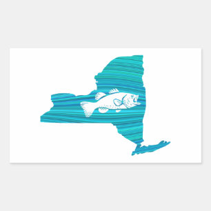 New York Wave Fishing Rectangular Sticker