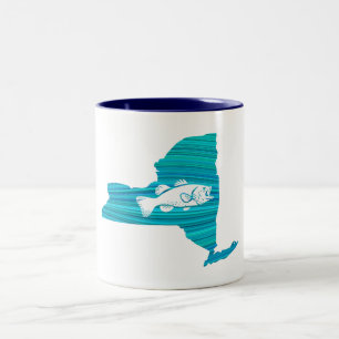 New York Wave Fishing Two-Tone Coffee Mug