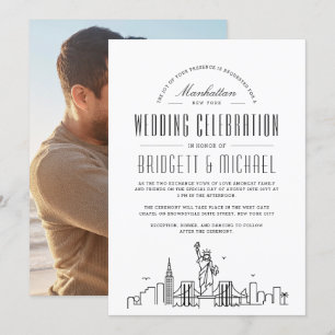 New York Wedding   Modern Deco City Skyline  Invitation
