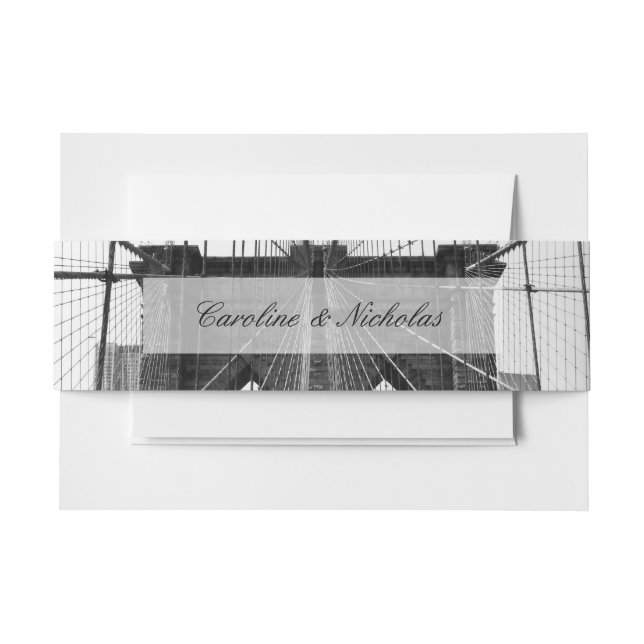 New York Wedding NYC Brooklyn Bridge Invitation Belly Band (Front Example)