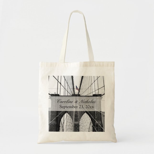 New York Wedding NYC Brooklyn Bridge Tote Bag (Front)
