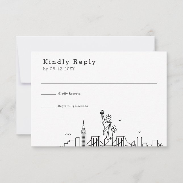 New York Wedding | Stylised Skyline RSVP Card (Front)