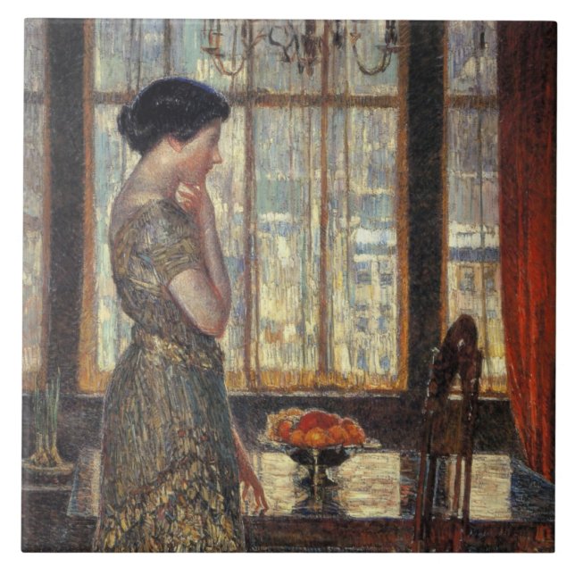 New York Window in Winter (by Childe Hassam) Tile (Front)
