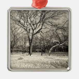 New York Winter - East Village Snow Metal Tree Decoration