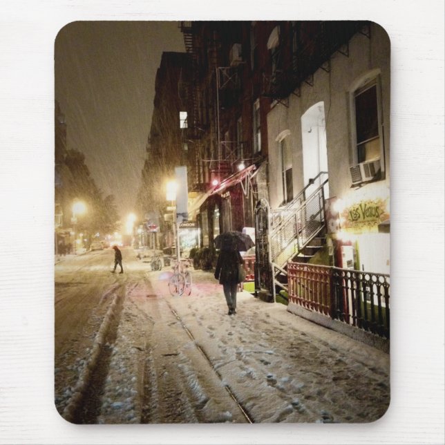 New York Winter - Snow on the Lower East Side Mouse Mat (Front)