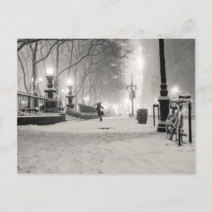 New York Winter - Snowy Night - Bryant Park Postcard