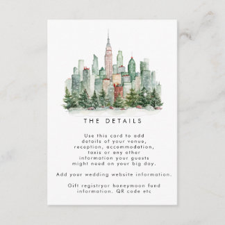 New York winter wedding details information card