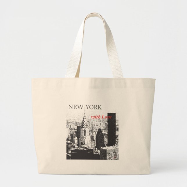 New York with Love Large Tote Bag (Front)