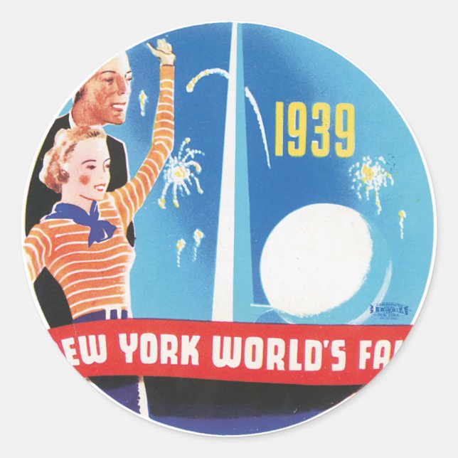 New York World's Fair 1939 Classic Round Sticker (Front)