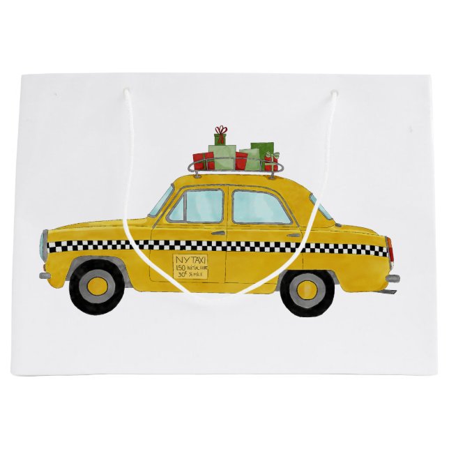 New York Yellow Cab Taxi Christmas Gifts Large Gift Bag (Front)
