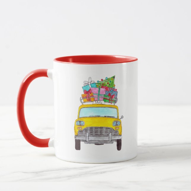 New York Yellow Cab Taxi Christmas Gifts Mug (Left)