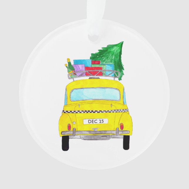 New York Yellow Cab Taxi Christmas Gifts Ornament (Front)
