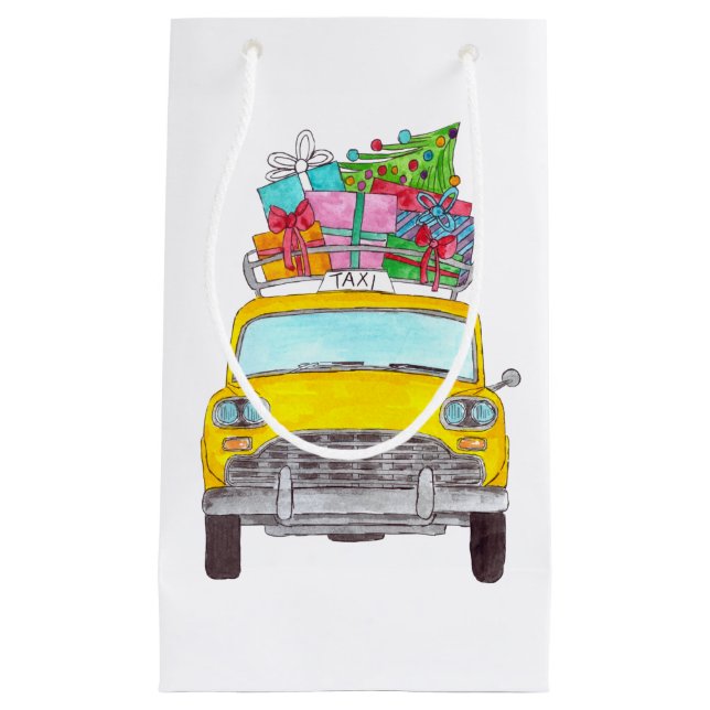 New York Yellow Cab Taxi Christmas Gifts Small Gift Bag (Front)