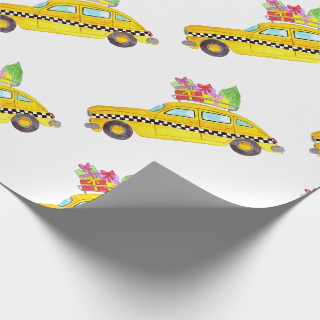 New York Yellow Cab Taxi Christmas Gifts Wrapping Paper (Corner)