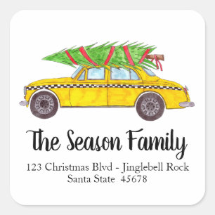 New York Yellow Cab Taxi Christmas tree Square Sticker