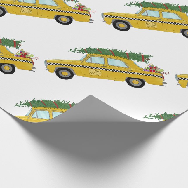 New York Yellow Cab Taxi Christmas tree Wrapping Paper (Corner)