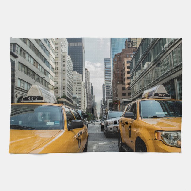 New York Yellow Taxi Cabs Tea Towel (Horizontal)