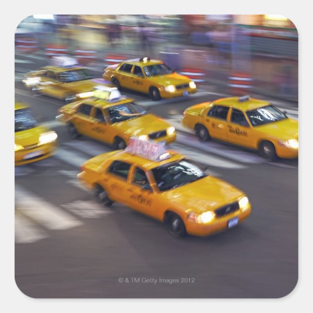 New York Yellow Taxi's Square Sticker (Front)