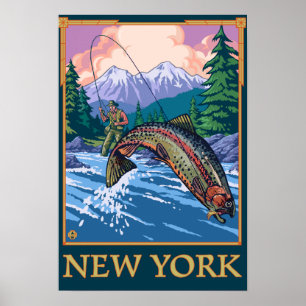 New YorkAngler Fisherman Scene Poster