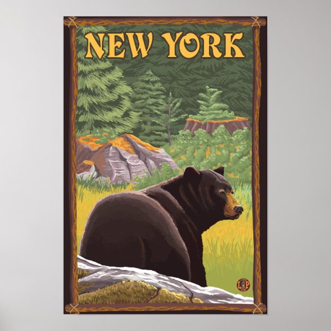 New YorkBlack Bear in Forest Poster (Front)