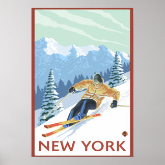 New YorkDownhill Skier Scene Poster