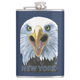 New YorkEagle Up Close Hip Flask